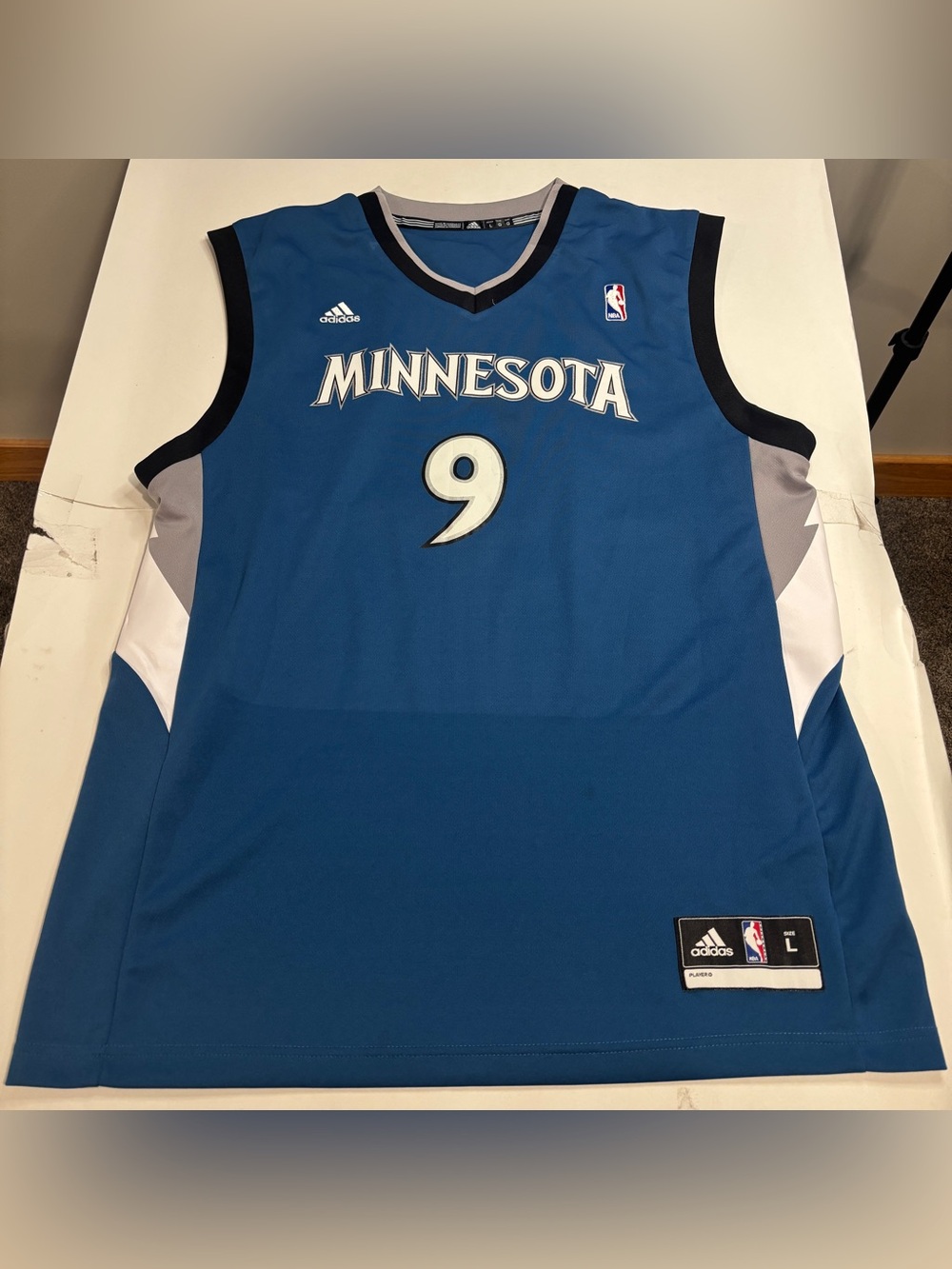 Adidas NBA Authentics Minnesota Timberwolves Ricky Rubio #9 Jersey Large